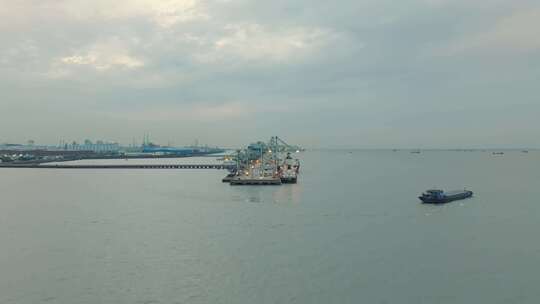上海宝山宝钢工业码头工厂航拍