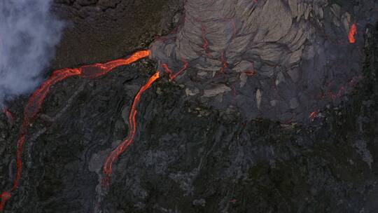 火山熔岩喷发航拍视频素材模板下载