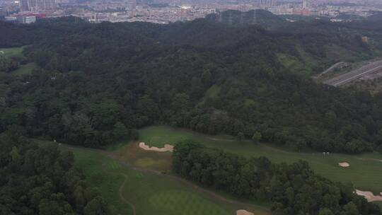 航拍深圳龙华区观澜园林绿化及居住区绿化