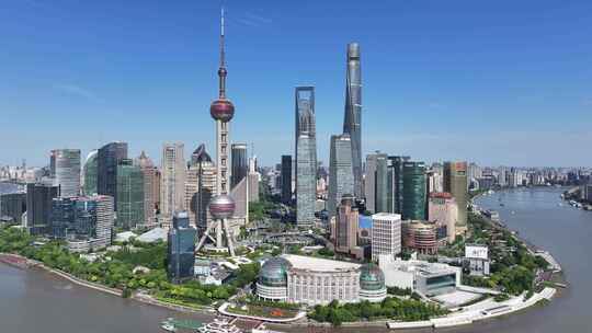 上海陆家嘴CBD大景黄浦江航拍