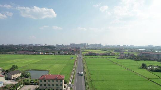 航拍乡村田园公路 美丽乡村