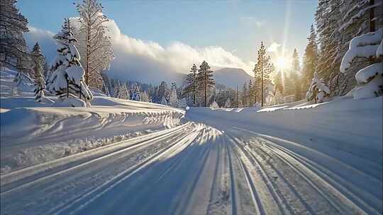 冬天冬季大雪雪景雾凇航拍寒冷唯美冬至大寒