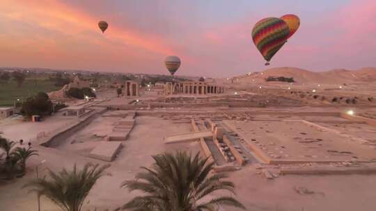 埃及 卢克索 热气球 唯美 日出 田野