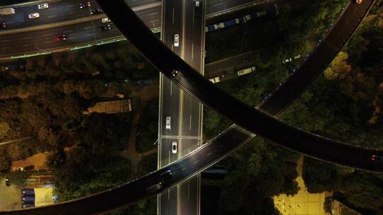 航拍山东济南顺河路高架桥交通夜景