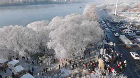 雾凇航拍冬天冰雪旅游宣传片空镜素材📝