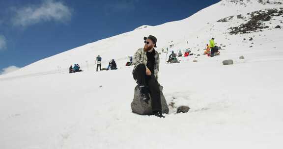 人，雪，山，登山者