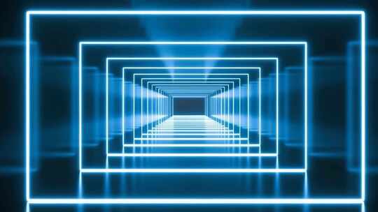 蓝色霓虹灯光隧道