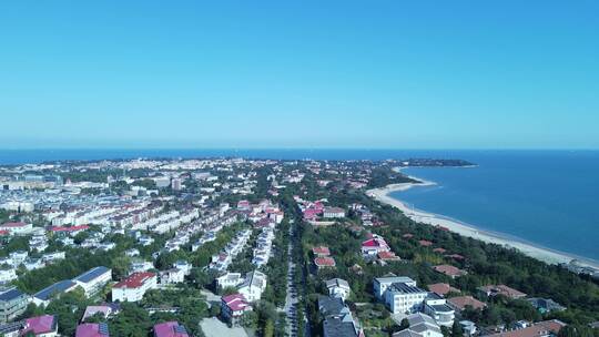 秦皇岛北戴河城市海滨旅游度假区航拍视频素材模板下载
