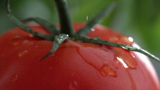 水滴在番茄上的瞬间