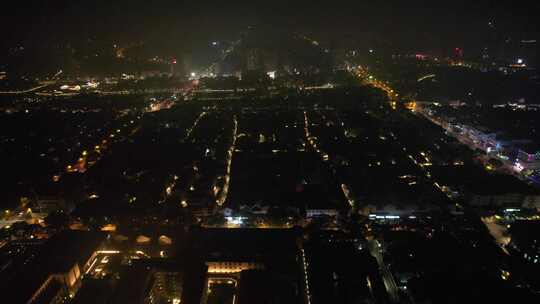 江苏苏州城市夜景交通航拍