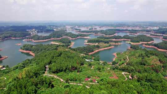 四川眉山市黑龙潭水库黑龙潭景区白昼航拍