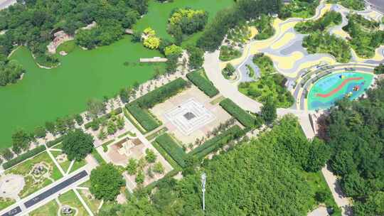 北京昌平天通苑街心公园航拍城市建设