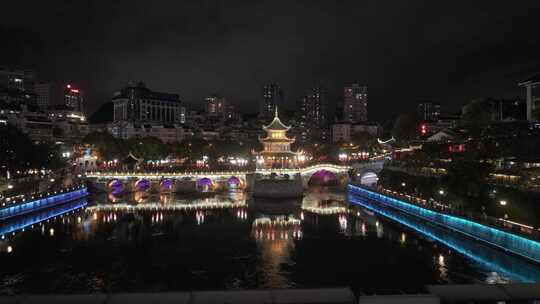 贵阳 甲秀楼 夜景 航拍