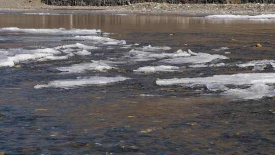 溪流流水冰雪融化视频素材模板下载