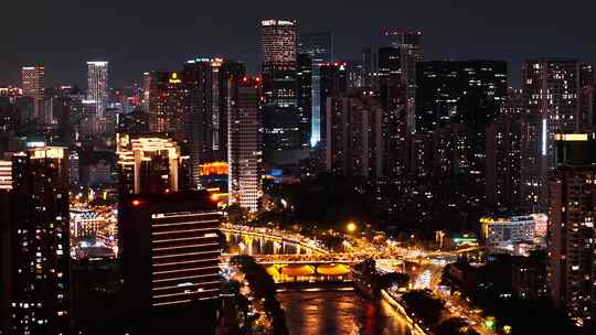 成都地标繁华夜景航拍