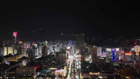 甘肃兰州夜景兰州城市夜景航拍