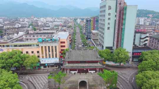 航拍浙江省临海市台州府城市风光