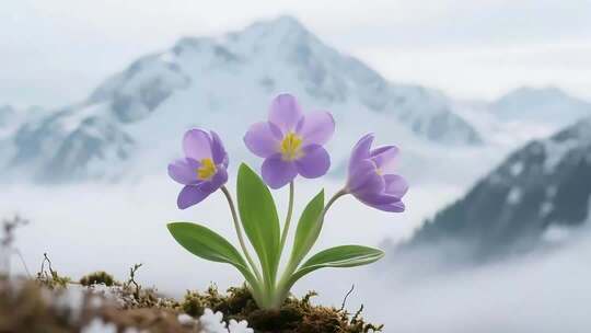 雪地里的绽放的花朵合集