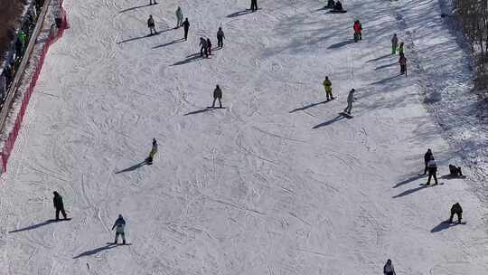 冬季旅游 航拍滑雪中 雪上运动