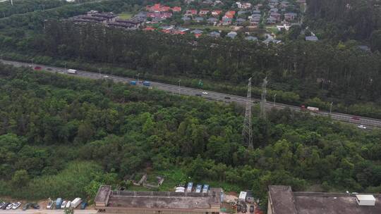 航拍深圳龙华区观澜城市建设及老城区