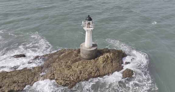 青岛航拍大海灯塔天空海岸