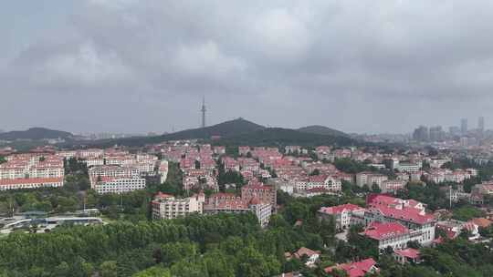 青岛海水第三海水浴场海岸线城市中心风光