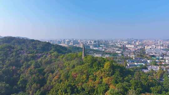 浙江杭州西湖景区宝石山保俶塔航拍旅游风景