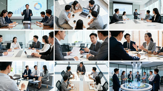 商务团队会议讨论 职场办公协作场景