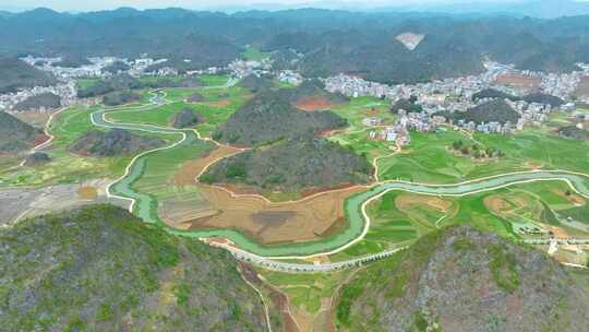 航拍云南文山广南田园风光