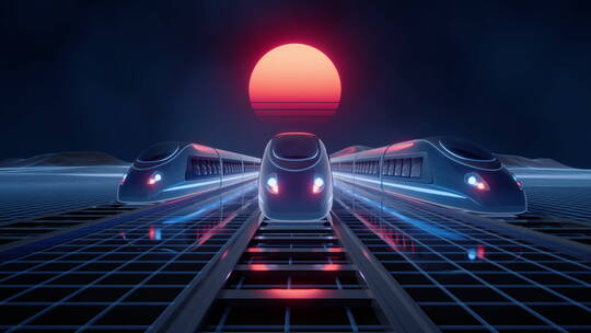 轨道列车交通运输概念3D渲染视频素材模板下载