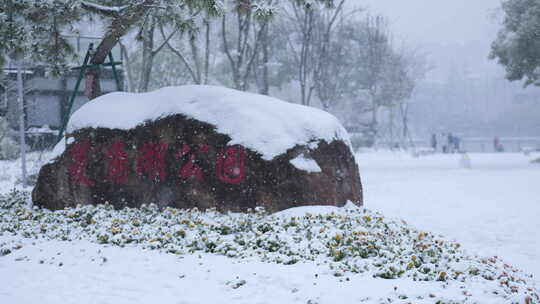 武汉江汉区菱角湖公园雪景