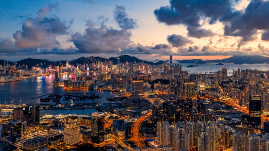 香港回归祖国25周年：东九龙望维港的日与夜视频素材模板下载