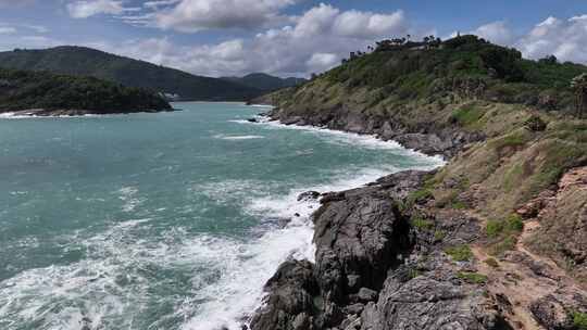 航拍泰国普吉岛拉威蓬贴海岬海滨自然风光