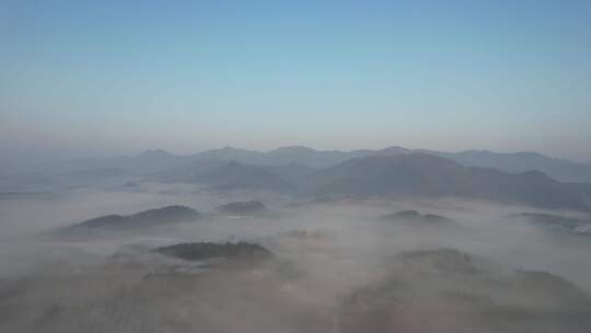 南方丘陵山川清晨迷雾日出云海航拍