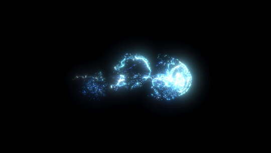 蓝色粒子能量光束【透明背景】