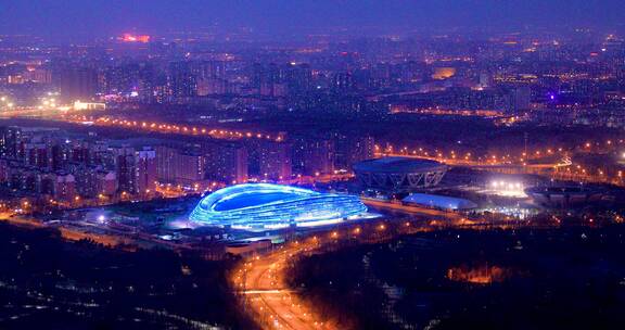 北京速滑馆夜晚风光4K拍摄