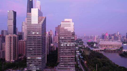 航拍广州夜晚现代城市都市风光