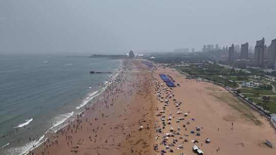 青岛海水黄金浴场海岸线风光