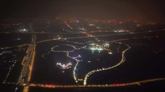 航拍 雄安 冬季 夜景 晚上 航拍雄安夜景