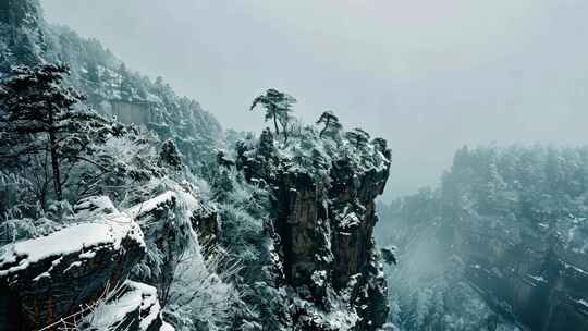 冬天雪景中的稻城高山风景