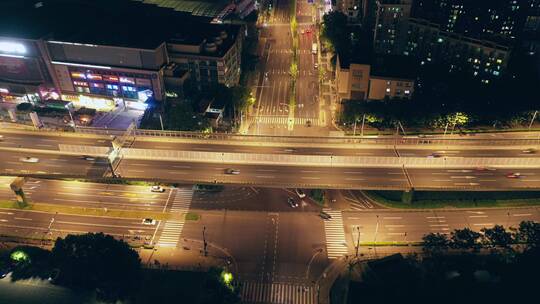 城市航拍车流夜景视频素材模板下载