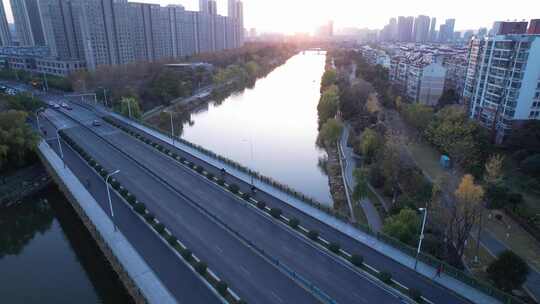 南京江宁秦淮河外港河航拍