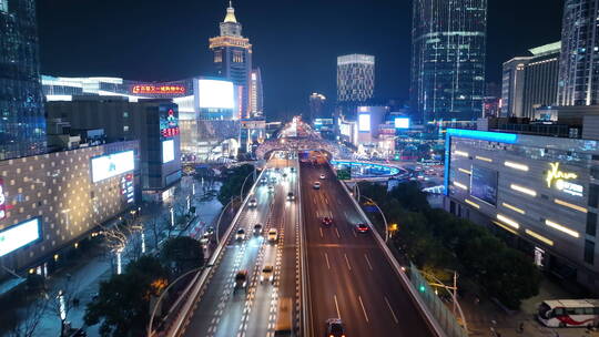 上海五角场夜景航拍