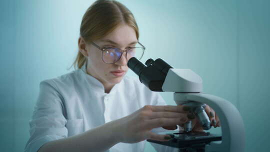生物技术科学家女性开发药物的肖像女性生物