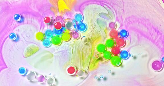 彩色泡泡震撼恢弘微观丙烯颜料墨水流体艺术