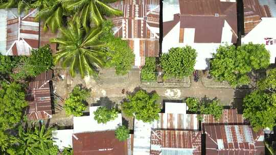 热带森林中小镇的俯视图