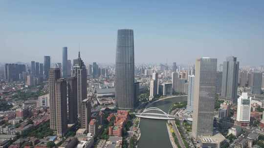 天津海河CBD高楼建筑航拍