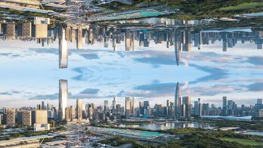 深圳城市盗梦空间镜像空镜视频