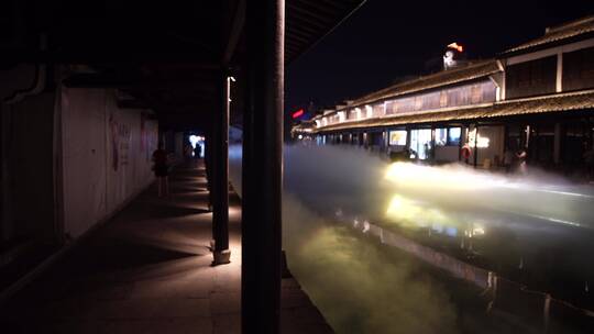 浙江绍兴柯桥古镇景区夜景灯光秀