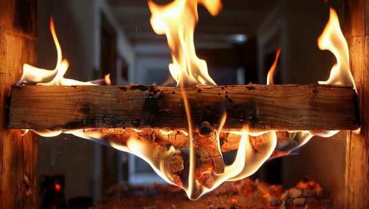燃烧的柴火火焰素材
